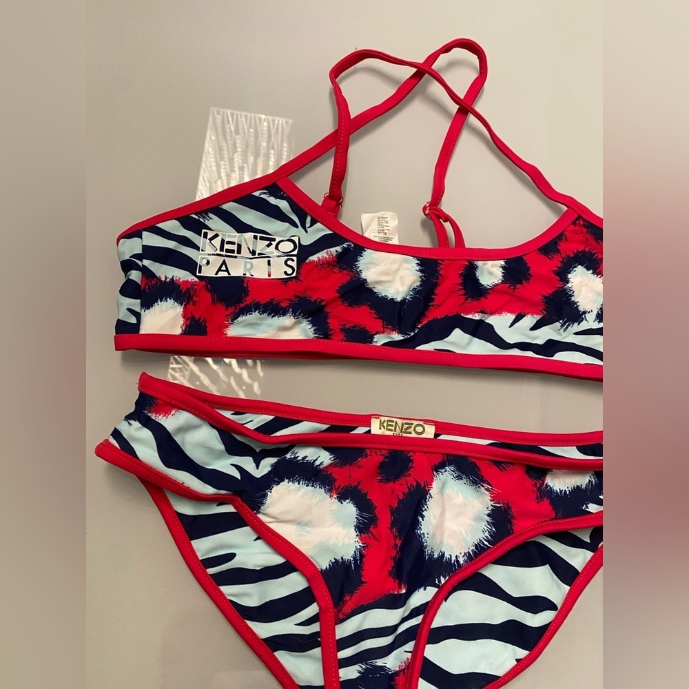 Kenzo Vibrant Red and Blue Bikini set NWOT - Picture 4 of 6